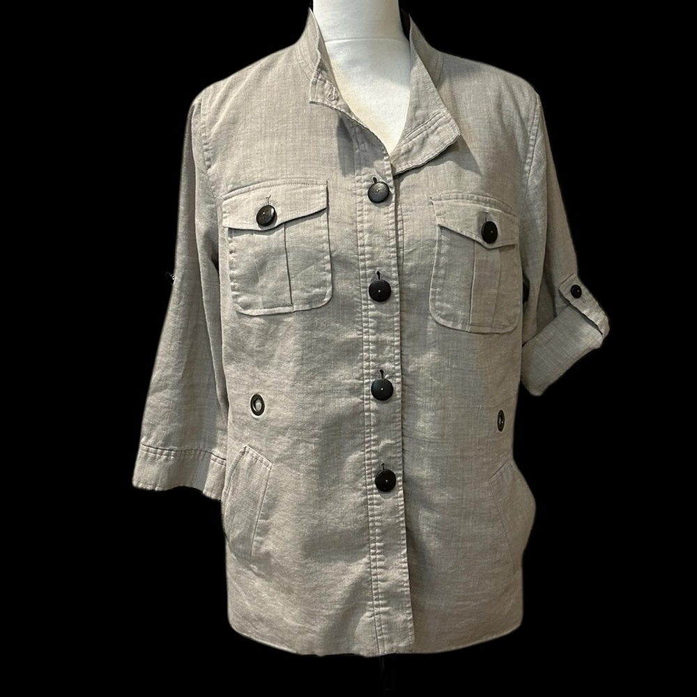 Dialogue Tan Button-Up Lined Jacket-Size 12